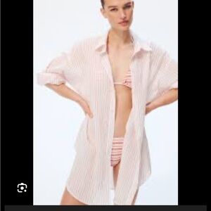 H&M Pink Striped Button Down Shirt.  Thin material